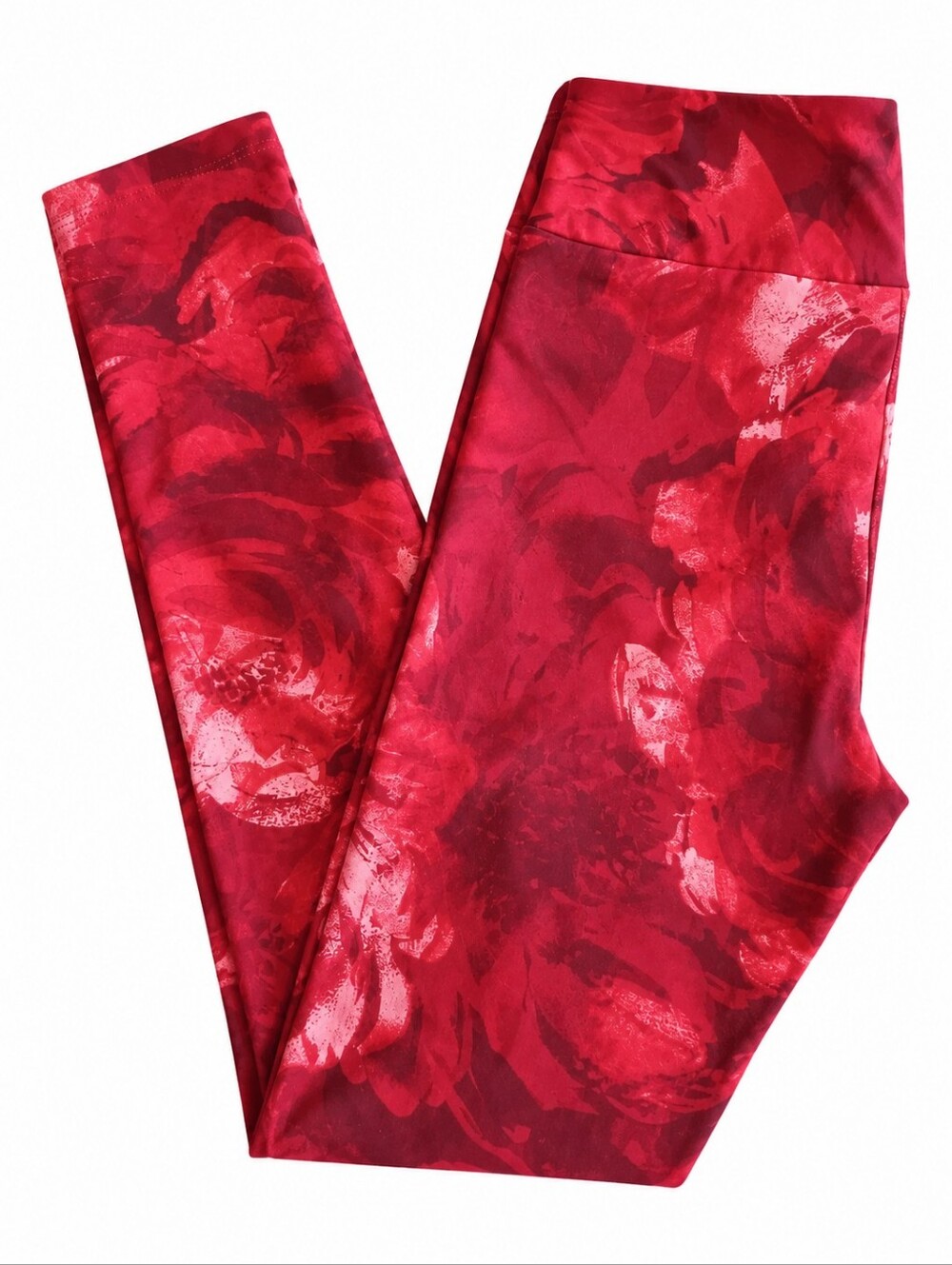 LuLaRoe Buttery Soft Red Floral Leggings Tall & Curvy TC
